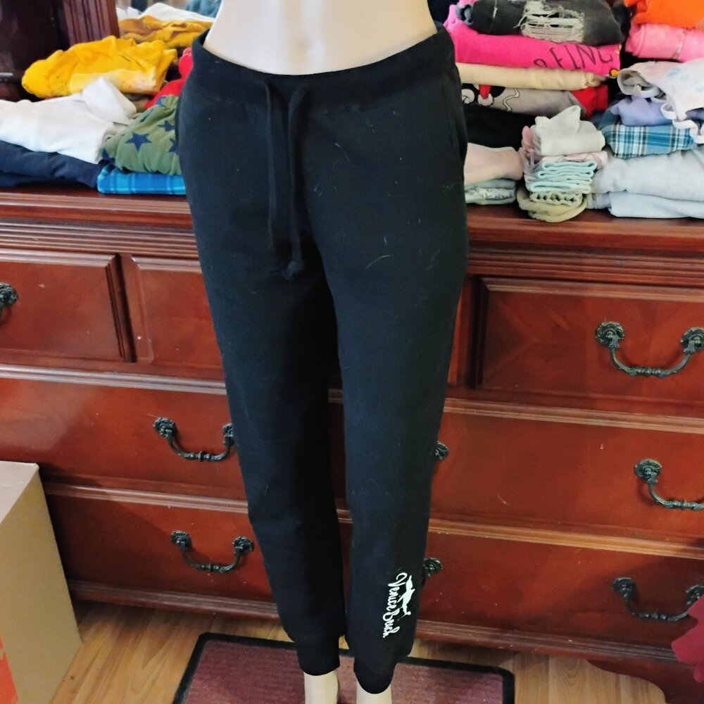 Black Cotton/Polyester Sweatpants w/Venice Beach print